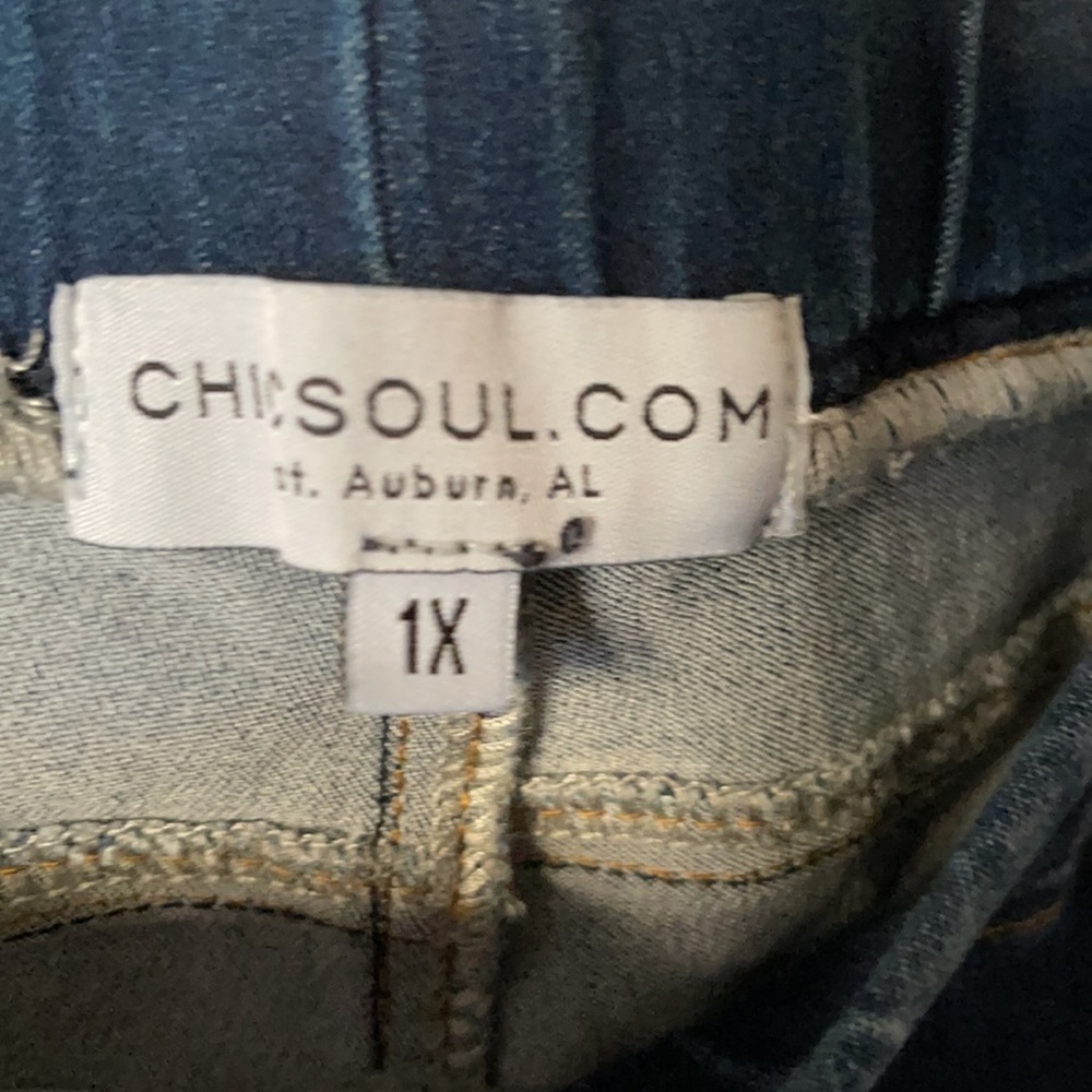 Chic Soul Skinny Dark Wash Jeggings 1X - Picture 2 of 2